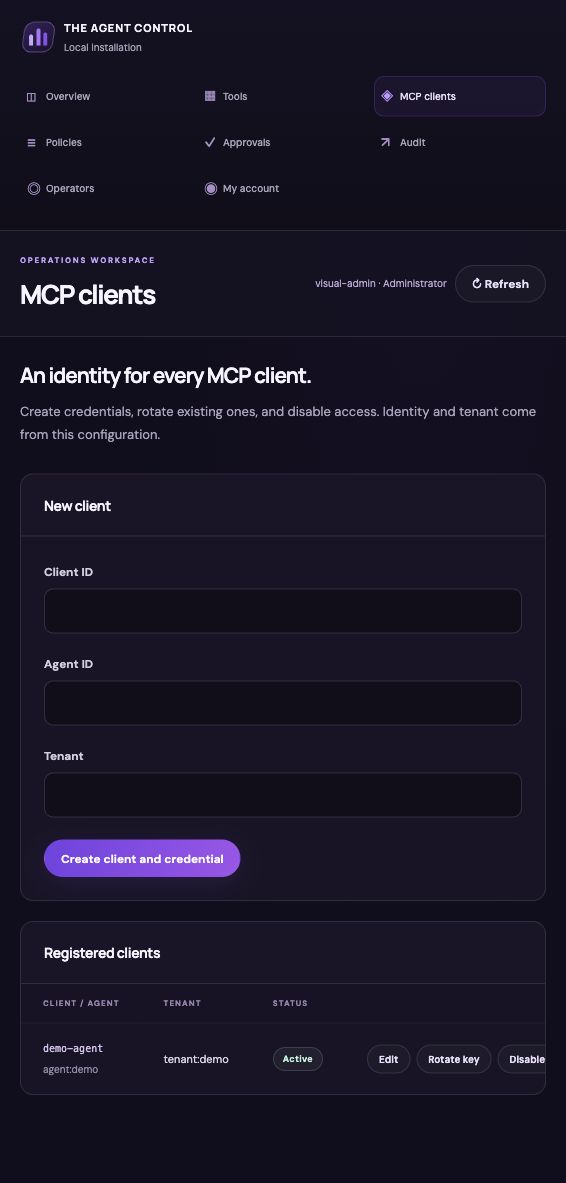 ACL console screenshot: Register an agent identity