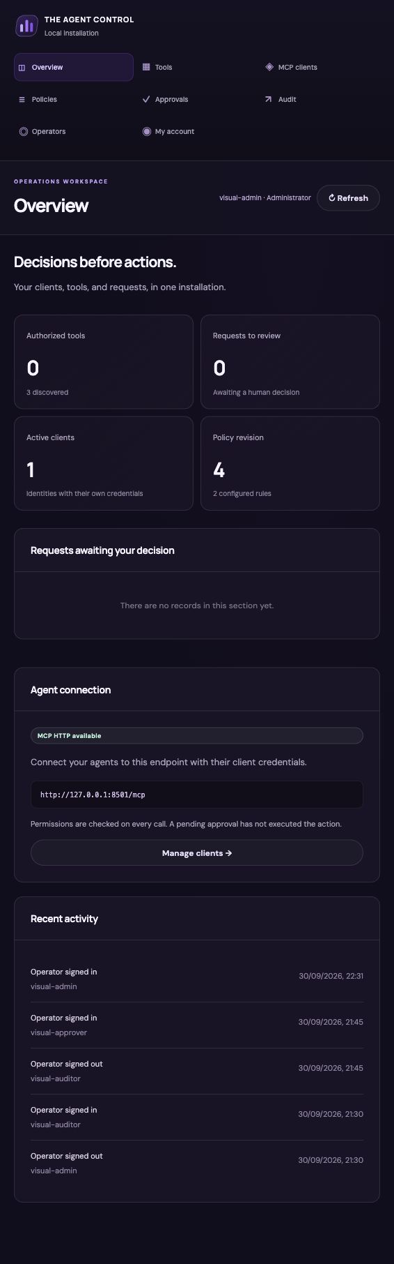 ACL console screenshot: Connect your MCP servers